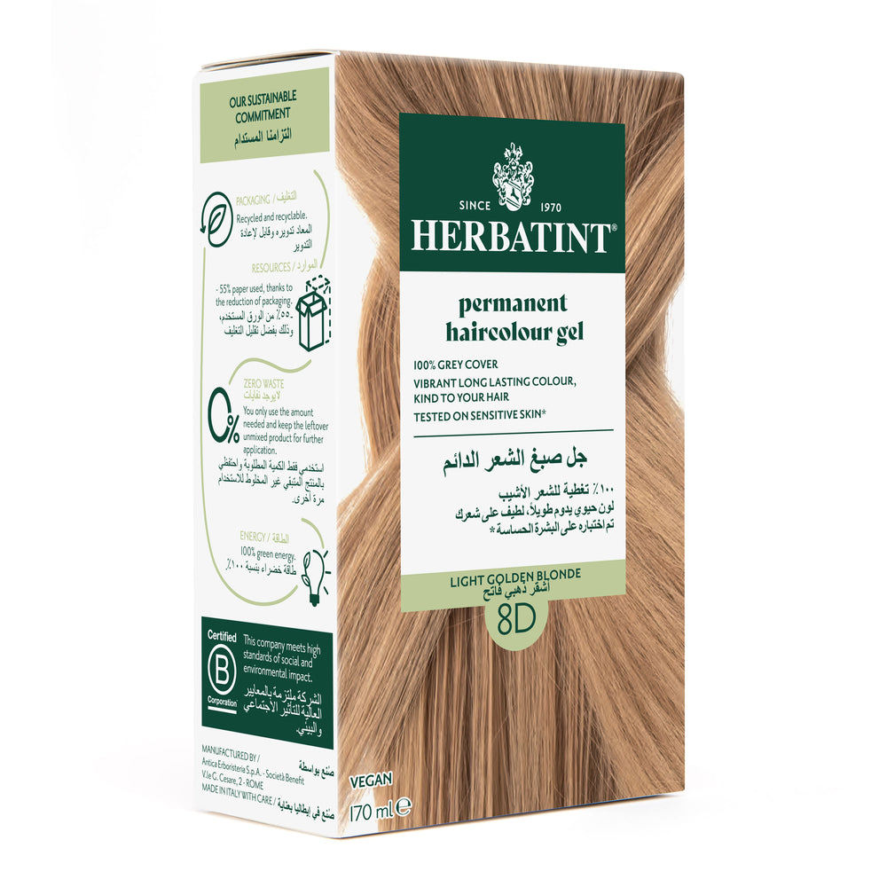 Herbatint Permanent hair colour gel 8D Light Golden Blonde Main