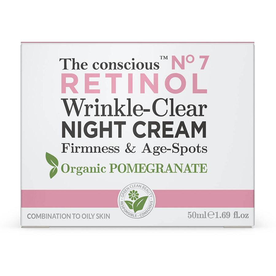 The Conscious Retinol Wrinkle-Clear Night Cream with organic pomegranate