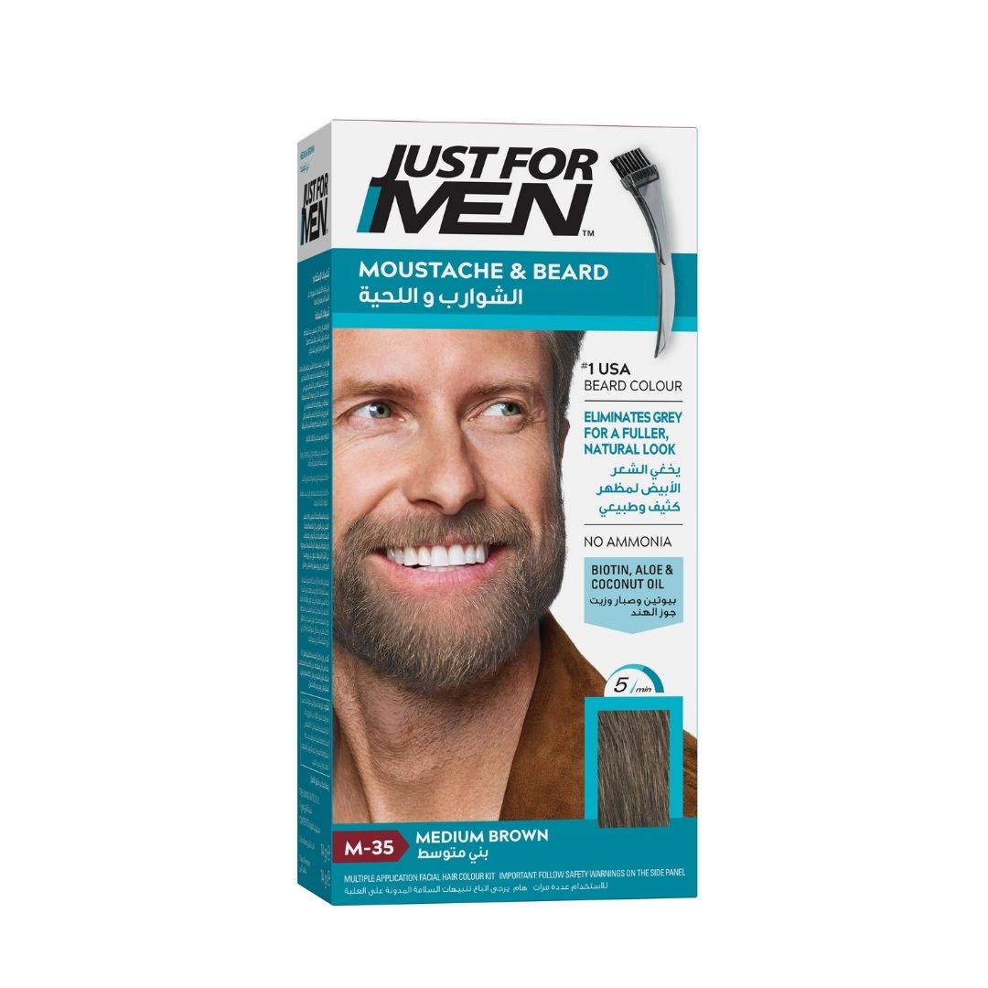 Just For Men Brush-In Color Gel Mustache & Beard in Medium Brown M-35 shade