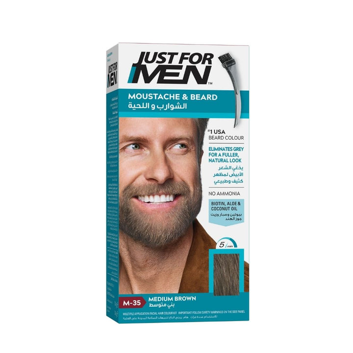 Just For Men Brush-In Color Gel Mustache & Beard in Medium Brown M-35 shade