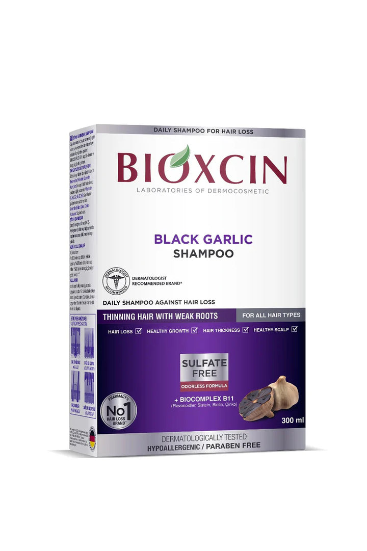 Bioxcin Black Garlic Shampoo Package