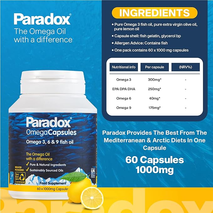 Paradox Omega 1000 mg 3, 6, 9 &amp; Vitamin D3 30 Kapseln