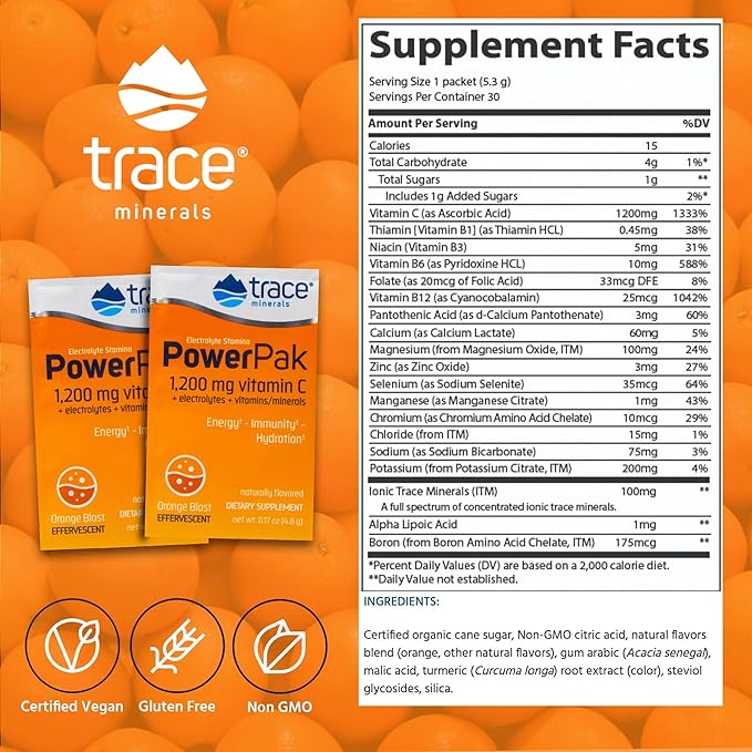 Trace Minerals Elettrolita Power Pak Orange Blast 147G 30's