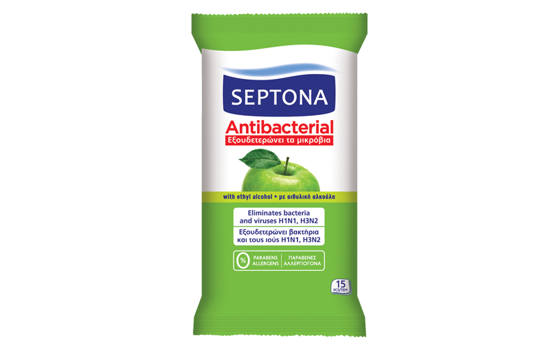 Septona Antibakterielle Tücher Green Apple 15 Tücher