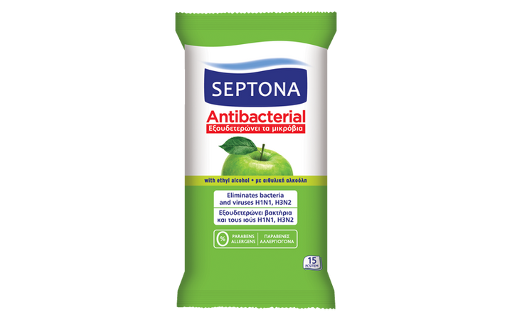 Septona Antibakterielle Tücher Green Apple 15 Tücher