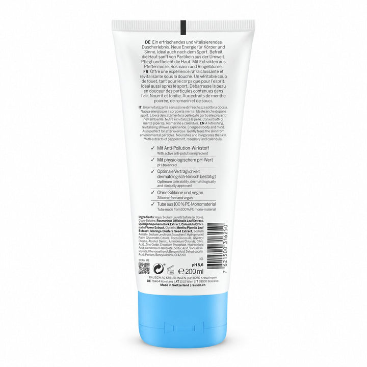 Rausch Fresh Shower Gel with Mint – Cooling & Anti-Pollution Body Wash for Normal Skin (200ml)