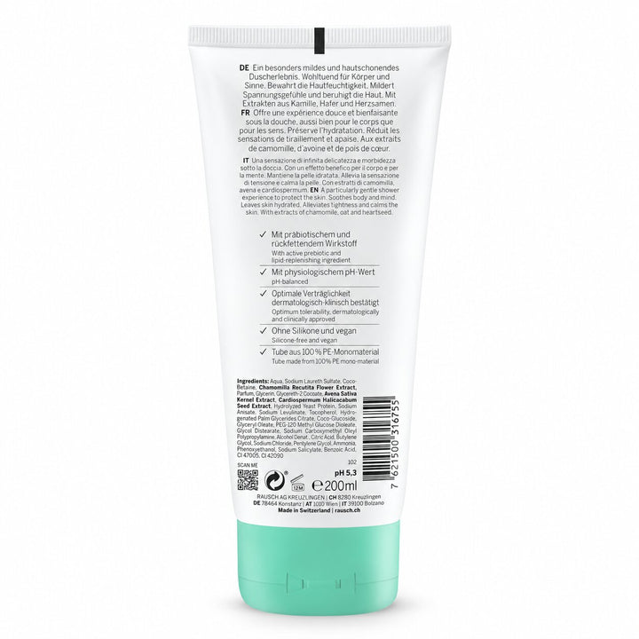 Rausch Sensitive Shower Gel with Chamomile – Prebiotic Body Wash for Dry & Sensitive Skin (200ml)
