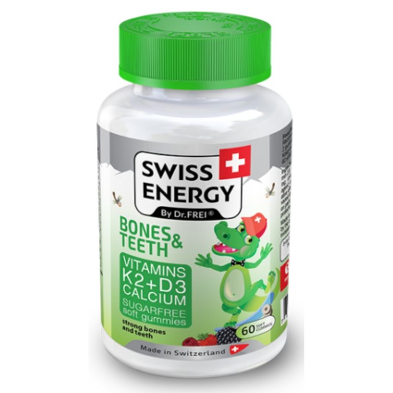 Swiss Energy Bones & Teeth Vitamin K2 + Vitamin D3 + Calcium 60 Soft Gummies