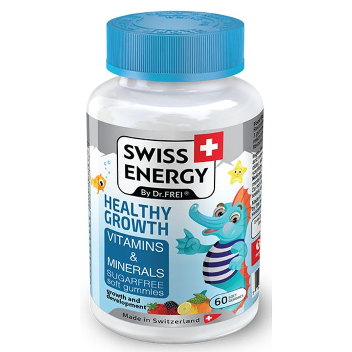 Swiss Energy Gesundes Wachstum, Vitamine und Mineralien, zuckerfrei, 60 weiche Gummibärchen