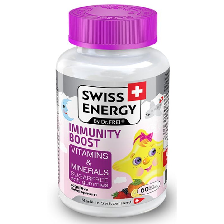 Immunità all'energia svizzera aumenta le vitamine e i minerali senza zucchero 60 gummie morbide