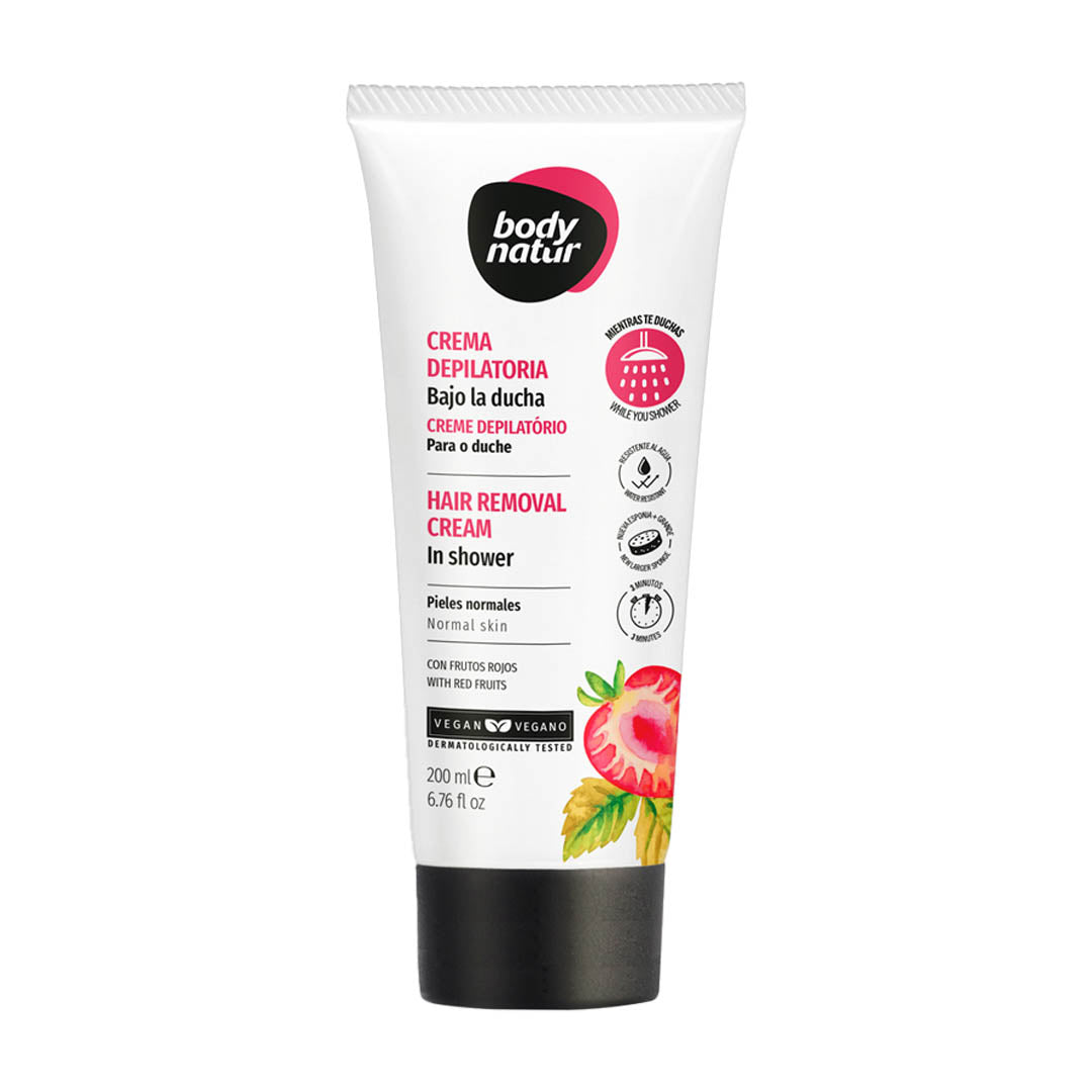 Crema per la depilazione per capelli Body Natur in doccia frutta rossa 200 ml