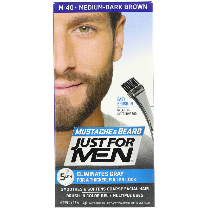 Solo per gli uomini Bustachi e barba a colori a colori spazzolati e barba, marrone medio-buio M-40