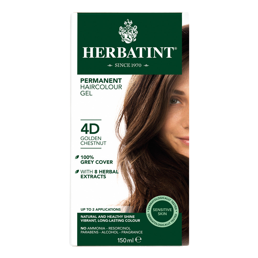 Herbatint, Permanentes Haarfärbegel, 4D, Golden Chestnut 135ML 