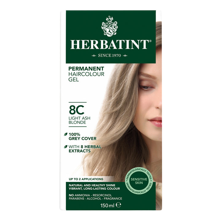 Herbatint, gel permanente di capelli, 8c, bionda cenere leggera 135ml