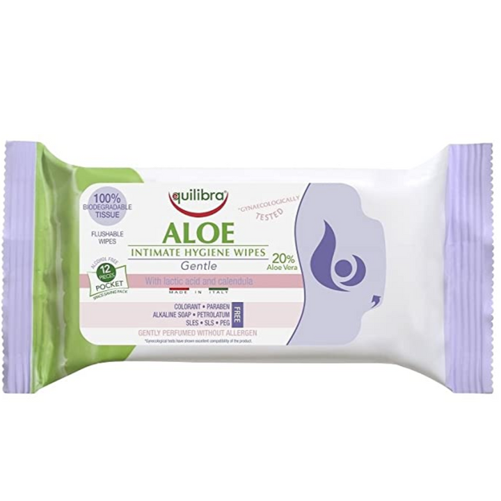 Equilibra Aloe Wipes per l'igiene personale 12pcs