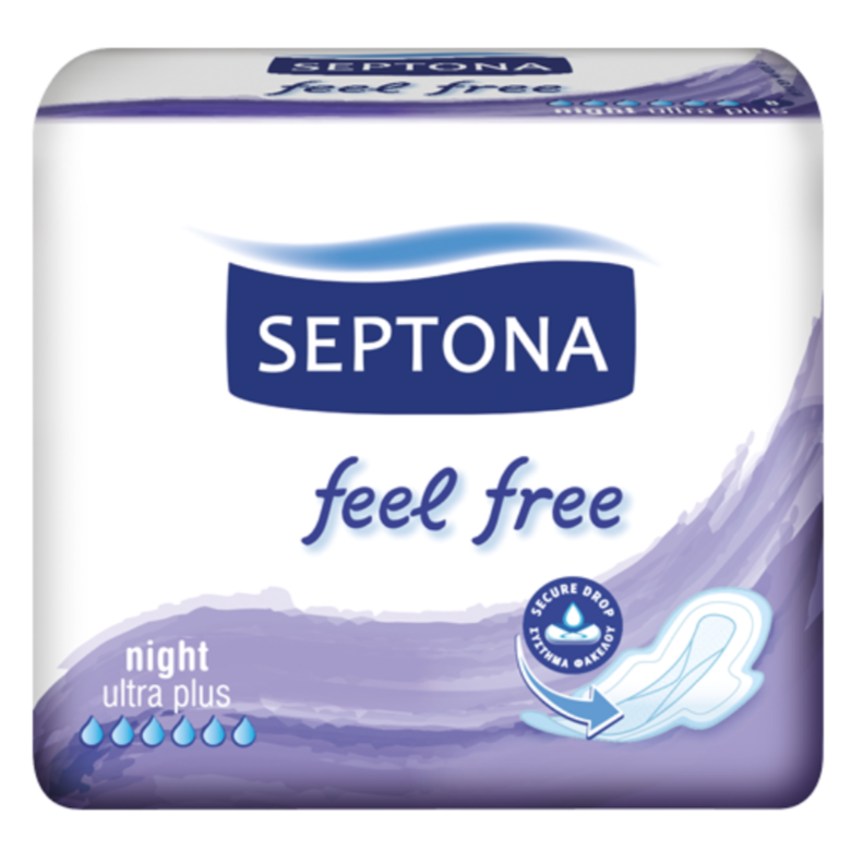 Septona Sanitary Napkins Feel Free Night 8Pcs