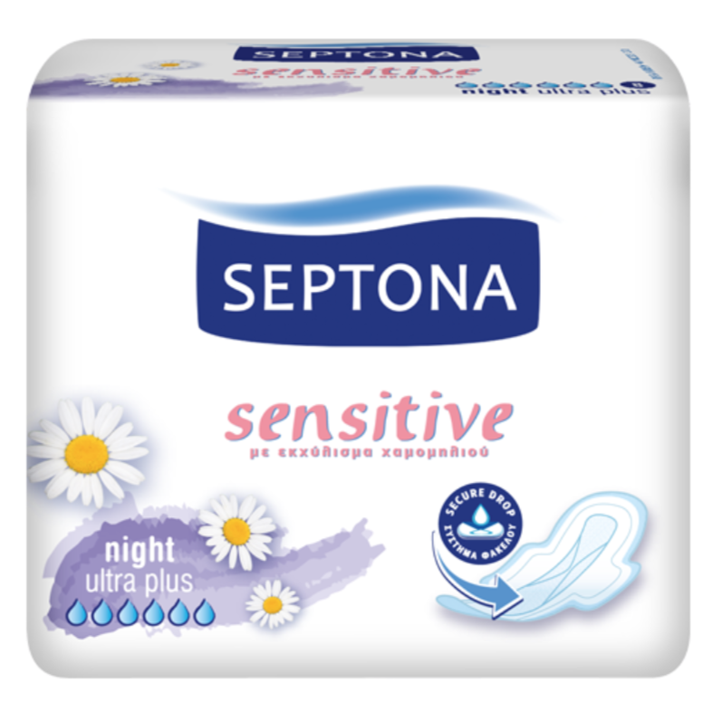 Septona Sanitary Napkins Sensitive Night 8Pcs