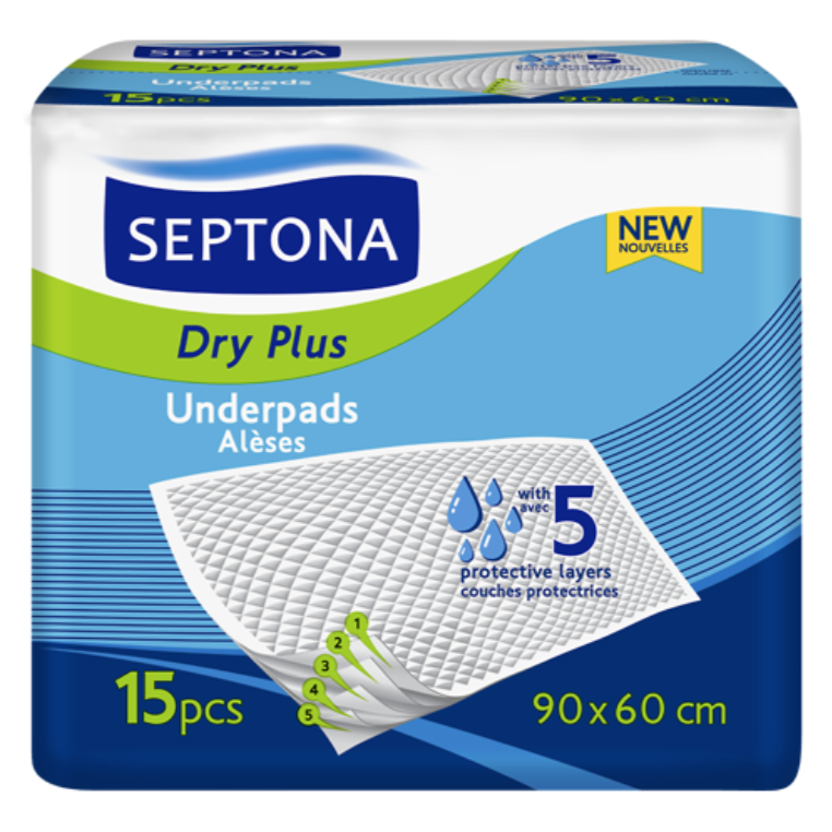Septona Dry Plus Underpads 90X60Cm 15Pcs