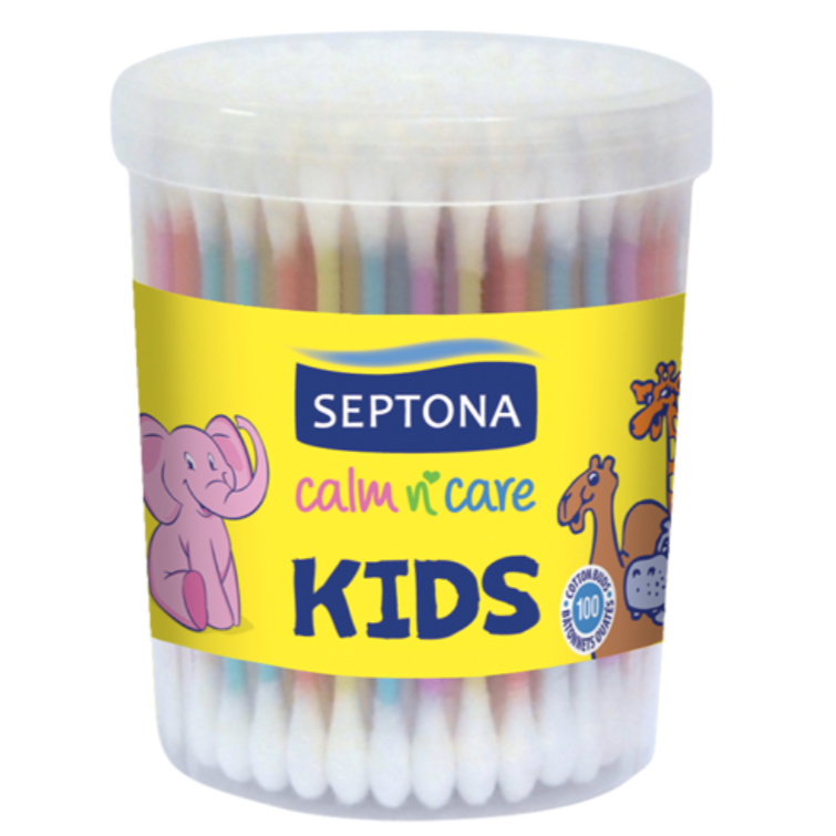 Septona 100 Wattestäbchen für Kinder im Plastikglas 