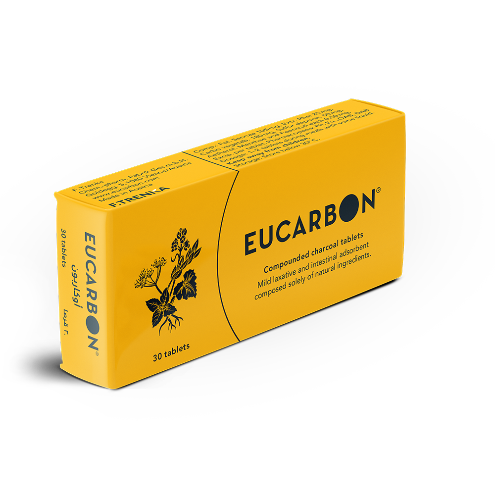 Eucarbon Tablets 30s, Herbal Charcoal Tablets with Senna, Rhubarb & Plant Extracts for Digestive Comfort, Trusted Traditional Formula, Compact Travel-Size Pack for Occasional Constipation & Bloating