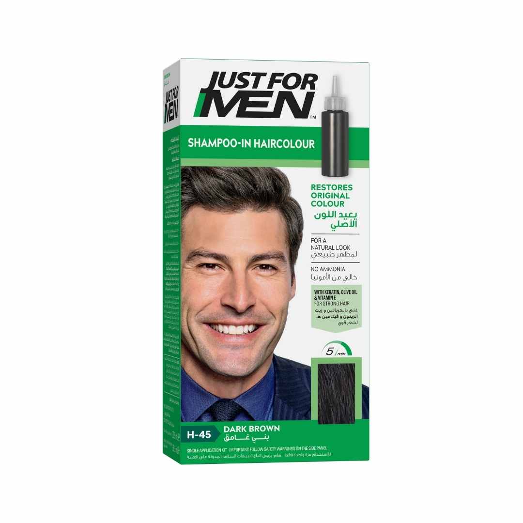 Just For Men Shampoo – in der Farbe Dunkelbraun H-45 