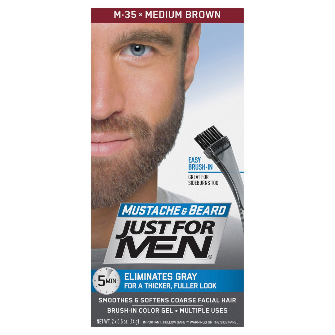 Solo per gli uomini Bustache gel a colori spazzole e barba marrone medio M-35