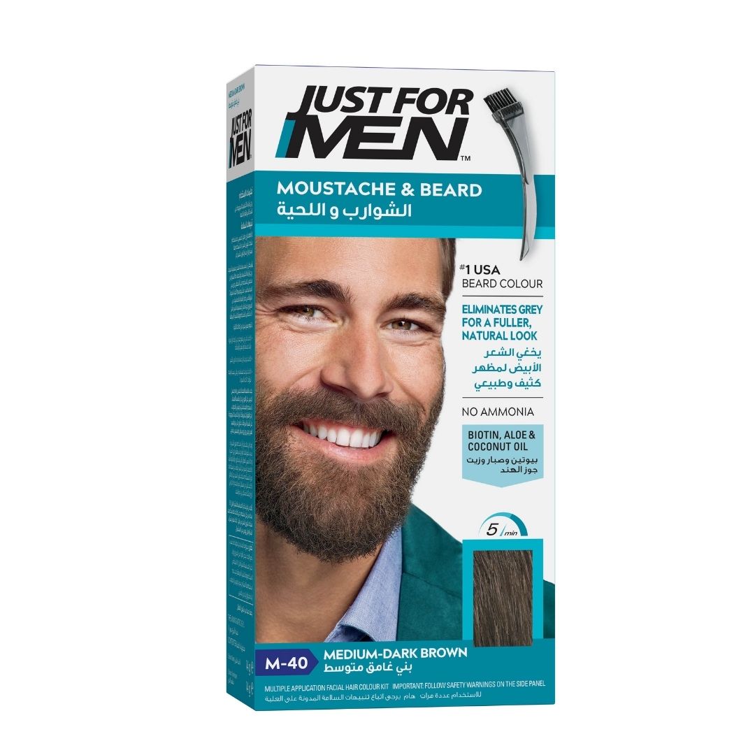 Just For Men Brush-In Color Gel Mustache and Beard, Medium-Dark Brown M-40
