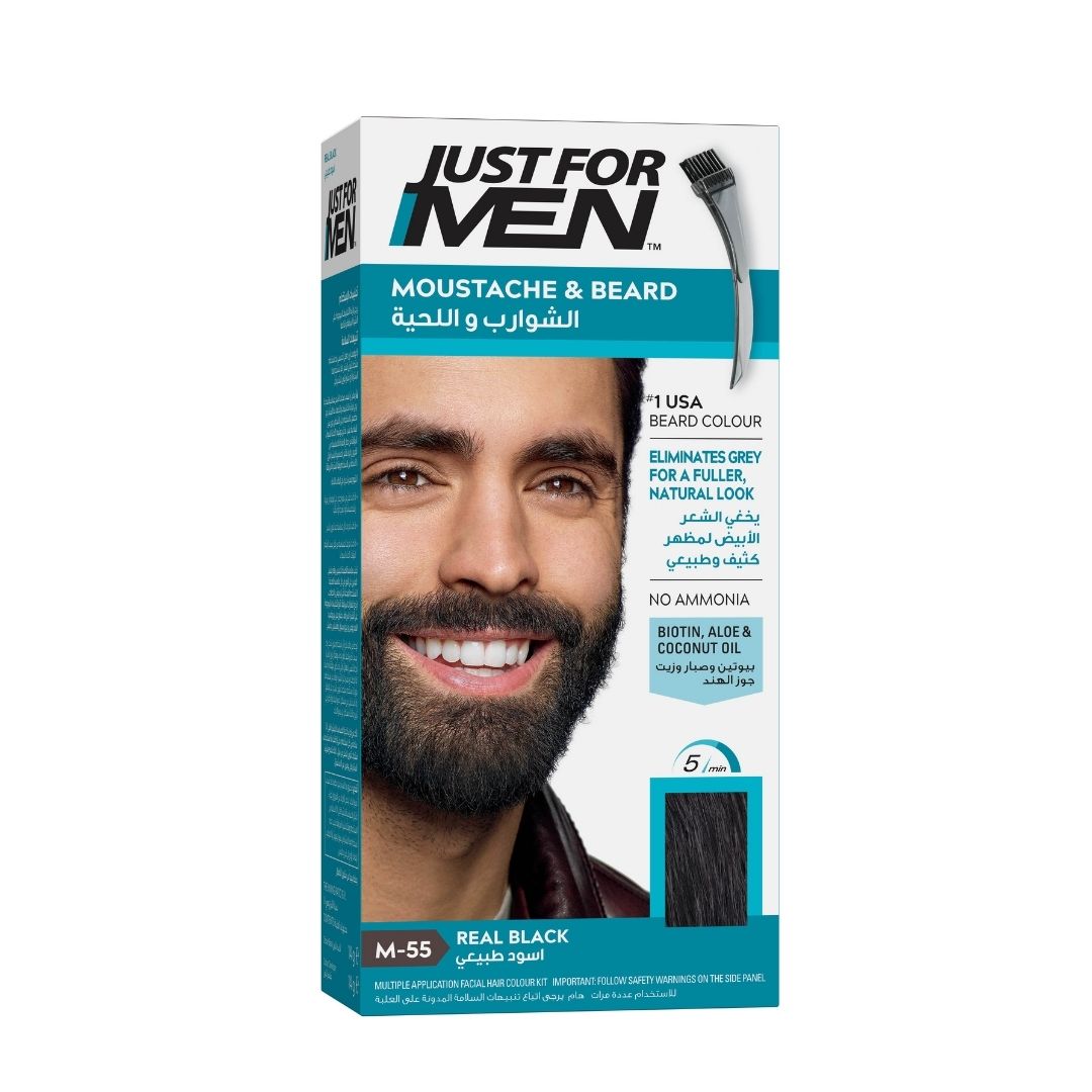 Just For Men Brush-In Color Gel Mustache & Beard Real Black M-55