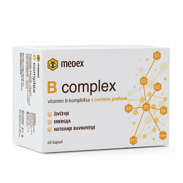 Medex B Complex With Bee Pollen 60 Capsules ihealth UAE