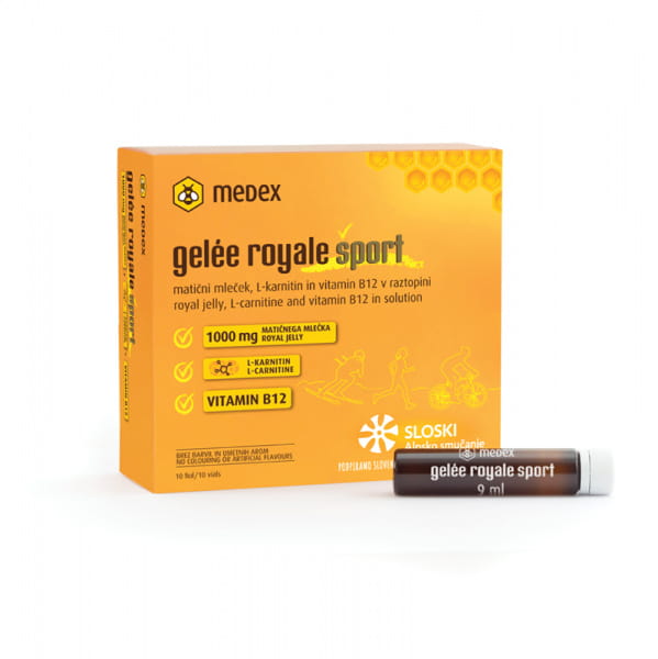 Medex Gelee Royale Sport Phials 10X9Ml for enery yielding metabolism from iHealth UAE 