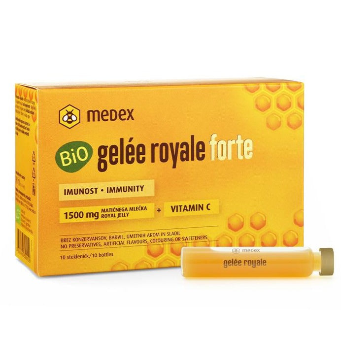 Medex Bio Gelee Royale Forte Phials 10X9Ml from iHealth UAE fuel for lifefor those who are overworked or experiencing great burden, for those recovering from a disease or surgery, after chemotherapy, or simply for faster recovery of your body.