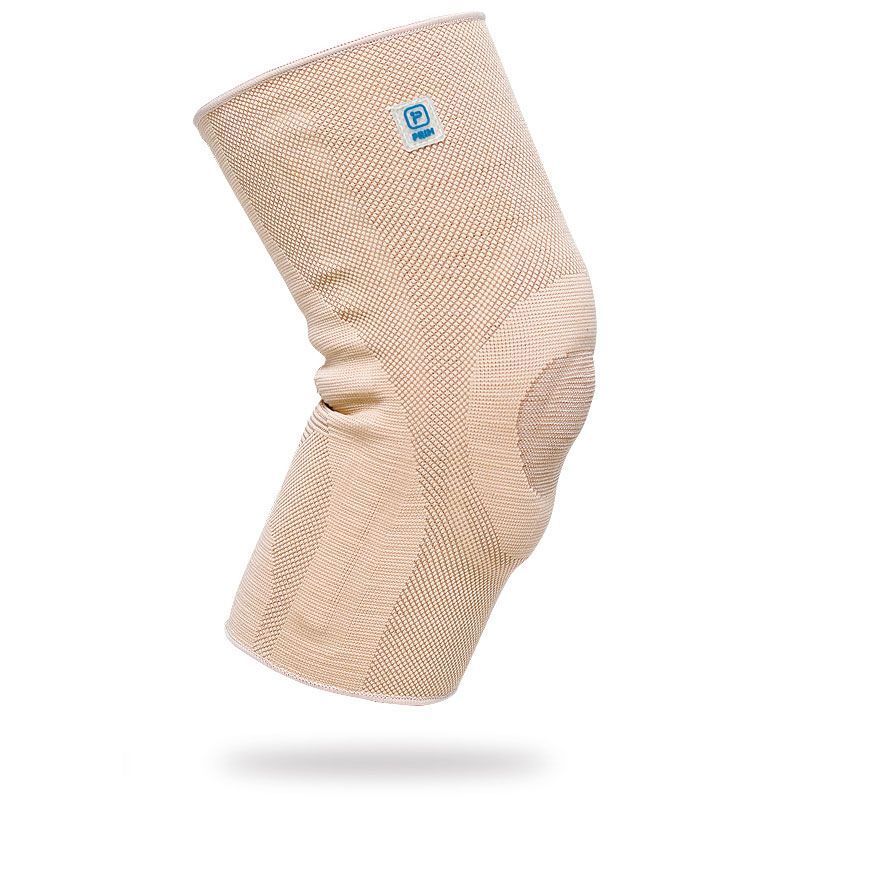 Supporto per il ginocchio elastico Prim con imbottitura in silicone e stabilizzatori laterali "p701bg
