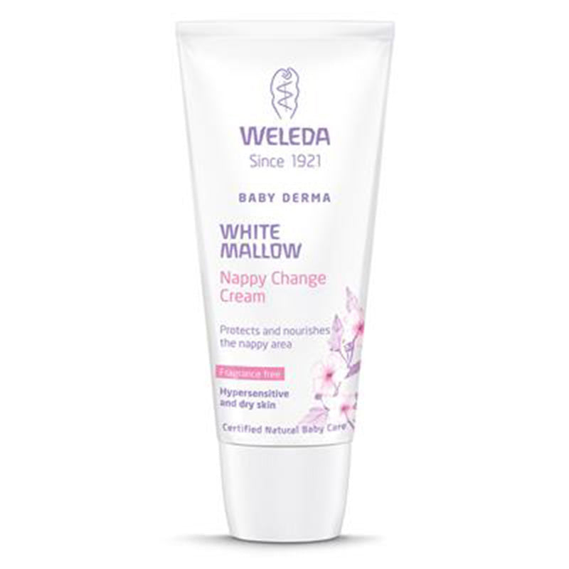 Weleda Baby Derma White Mallow Nappy Change Cream 50Ml Media for hypersensitive and atopic skin in babies, this cream blends organic extracts from calming mallow and skin-kind pansy with organic sesame and coconut oils to help maintain healthy skin. FROM ihealth uae
