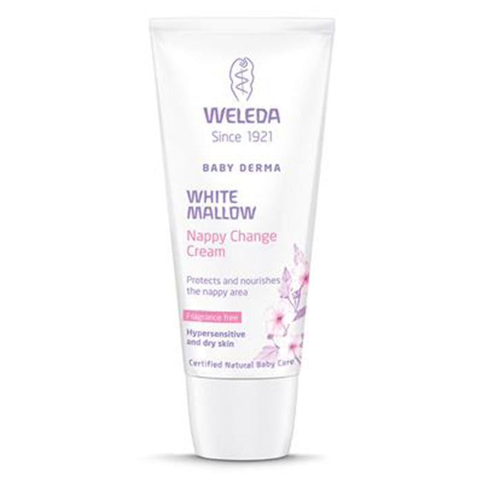 Weleda Baby Derma White Mallow Nappy Change Cream 50Ml Media for hypersensitive and atopic skin in babies, this cream blends organic extracts from calming mallow and skin-kind pansy with organic sesame and coconut oils to help maintain healthy skin. FROM ihealth uae