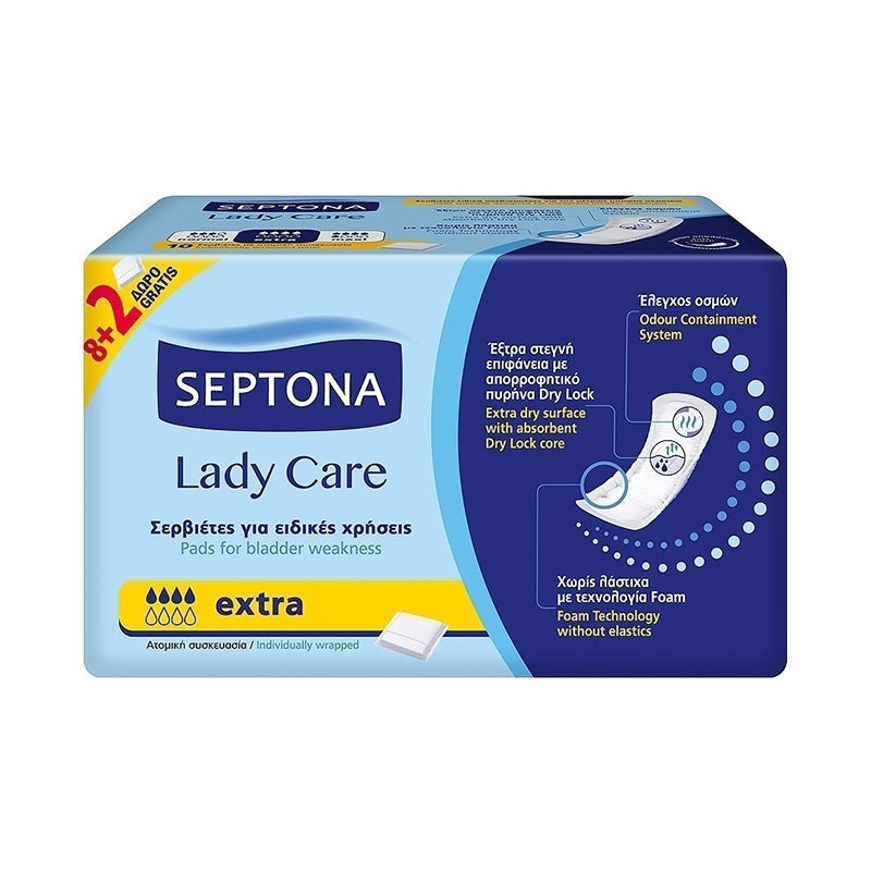 Салфетки Septona Lady Care 8+2 Extra 