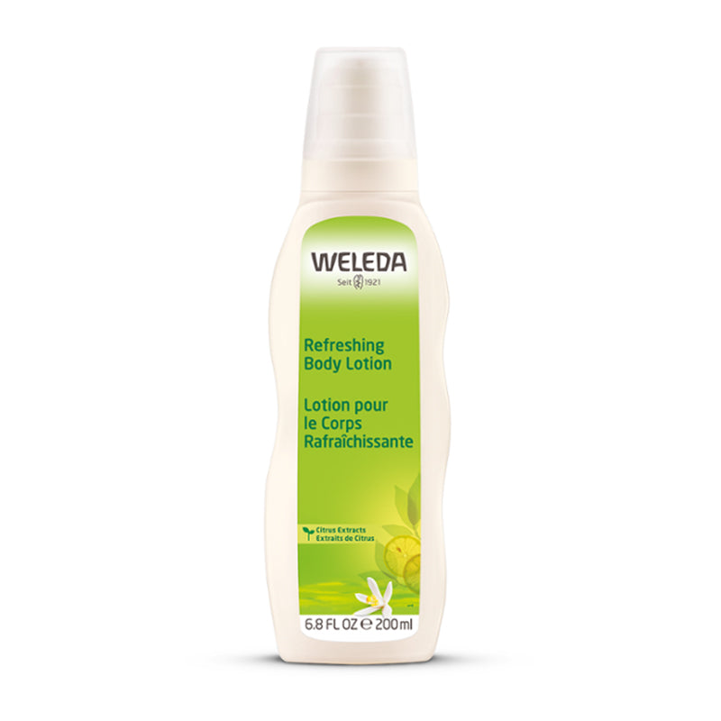 Weleda Citrus Hydrating Body Lotion 200Mlfor a fresh start to the day, or a cooling treatment after sun-bathing. Moisturising aloe vera gel, rich coconut oil and quick-absorbing sesame oil blend with the uplifting zing of lemon. For vegans. from IHEALTH uae 