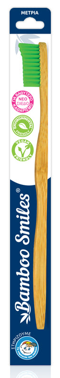 Bamboo Smiles Zahnbürste für Erwachsene, mittelgrün