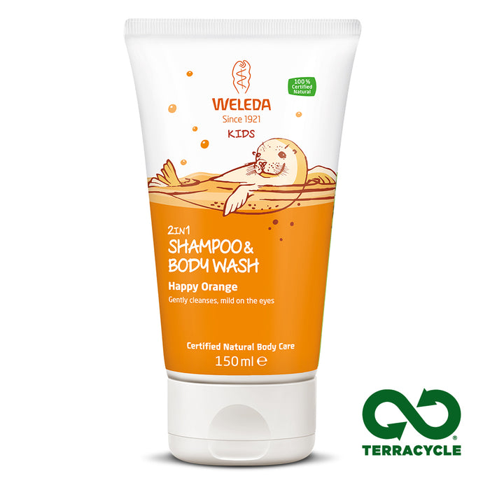 Weleda Kids 2in1 shampoo e lavaggio corpo arancione felice 150 ml